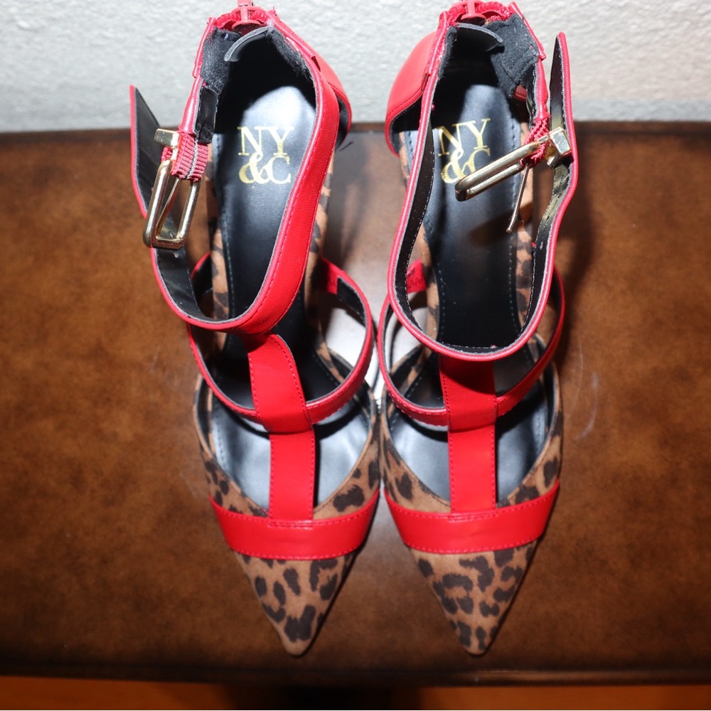 New York & Company Red and Leopard Heels - Picture 2 of 5